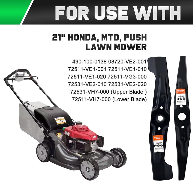 Grasscool HRR2169VKA Mulching Blades for Honda HRR216 HRR2169VYA HRR216VKA HRR216k10VKAA HRR216k9VKAA HRN216 HRX217 21" Walk-Behind Mower Replace 72511-VL0-S00 72531-VH7-000 72511-VH7-000 - Image 2
